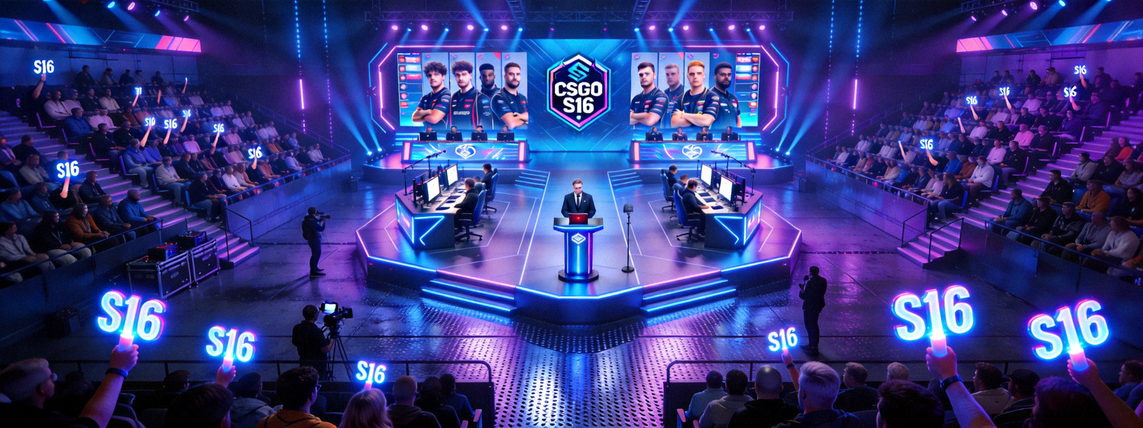 CSGO职业赛事S16赛季大型线下比赛舞台现场全景